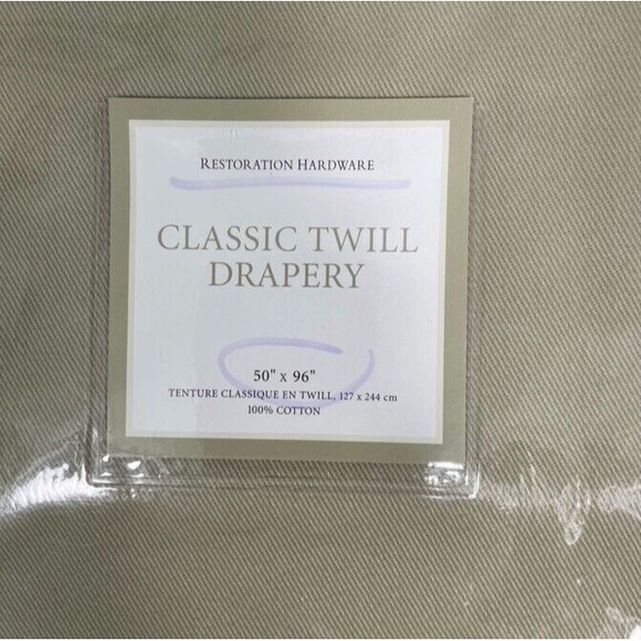Restoration Hardware Classic Cotton Twill Tab Top Drapery 50” x 96” Set - Picture 2 of 8